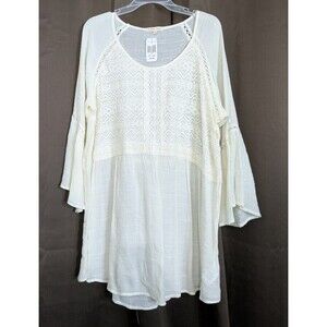 Indigo Soul boho lace NWT bell sleeve top size 2X gauze cottagecore free spirit